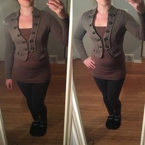 Cropped military style sweater